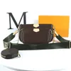 멀티 포케 트 액세서리 디자이너 가방 오래된 꽃 갈색 3 개 어깨 클러치 양각 패션 럭셔리 여성 메신저 월렛 M44840