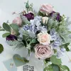 Hochzeitsblumen 36x38cm Braut Bouquet Home Business Event Blumenkunst Champagner Gelb Simulation Bündel Handheld 557