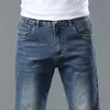 Jeans masculins mode hommes étirent jeans bleu clair entreprise jeans lâche jeans jeans décontracté pantalon long slim fit homme cool papa rétro pantalon J231222