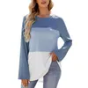 Frauenblusen Farbe Block Casual Shirt Ladies Hemden Früh Frühling 2023 Femme Pullover Tops Bluse O Hals langärmelig