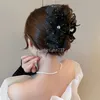 Elegant Black Starry Cloud Bubble Rhingestone Hair Clip avec double face à nœud papillon Ponytail Coiffe Claw Femme Accessoires Accessoires