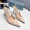 kleding schoenen elegante zomerd driehoek geborsteld lederen sandalen schoenen voor vrouwen slingback pompen luxe schoenen dames hoge hakken feest bruiloft