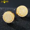 White Gold Iced Out Round Shape Moissanite Earrings Hip Hop Jewelry for // online store for Wholesale in Stock