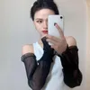Knäskydd härligt tunt nätgarn arm täcker UV -skydd Sun Mesh spets långa ärmar kvinnliga handskar koreansk stil