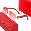 Retro rectangular sunglasses business casual men and women classic metal wooden glasses gold silver decoration multicolor lenses w264d