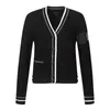 Korean Style Women's Golf Standrews Ball Uniform Women's V-neck Cardigan Color Matching Knitted Stitching Sweater 23 Autumn and Winter