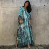 Robe bohème imprimée, col en V, manches chauve-souris, fente latérale, ample, vêtements de plage, grande taille, Maxi, Q1218