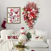 Decorative Flowers Christmas Decoration Garland Red White Candy Artificial Wreath Door Hanging Window Props Exquisite Winter Home Decor