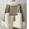 Pelliccia in pelle da donna One Plus Velvet addensare Warm Parker Coat Autumn Inverno Stitching Ladies Long Mao Women Over -Coat