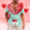 Men's Casual Shirts Happy Valentine'S Day Short Sleeve Shirt Sweet Cookie 3d Printing Beach Clothes Party Chemis