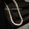 kibo Jewelry Iced Out Filling VVS1 D Color 3mm Width Moissanite real 14k solid gold necklace tennis chain