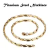 Herren einfache Schmuckkragen Joyas Titanium Stahl hohe polierte Männer Modeketten Halskette Gold 60 cm 0 3cm 0 4cm 0 5cm273i