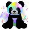 25 سم لينة لطيف الباندا أفخم لعبة LED LED وسائد رمي الموسيقية تتوهج هدية عيد ميلاد الحيوانات المحشوة للبنات لعبة مضيئة 231222