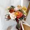 Bröllopsblommor Whitney Collection 2023 Autumn Yellow Mix With Orange Roses Nature Bouquet de Mariage