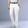 Mäns jeans 2023 Spring Summer Classic Business Casual Cotton Slim Trousers Denim Pants Men's White Stretch regelbundet Fit Jeans Low Rise Jeans J231222