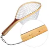 Rope Goture Fly Fishing Net Holzgriff tragbares Casting -Netzwerk Landing Net Cast Net Tackle für Forellen Bass Pike Fischereiwerkzeuge