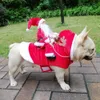 Pet Dog Christmas Clothes Santa Claus Riding A Deer Jacket Coat Pets Apparel Costumes for Small Medium Large Dogs 231222