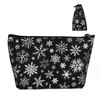 Sacs de cosmétique Tissu de Noël Snow Trapézoidal Portable Makeup Daily Rangement Bag pour Travel