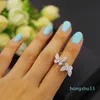 Fashion Classic 4 Four Leaf Clover Open Butterfly Band Rings S925 Silver 18K Guld med diamanter för Womengirls Valentine's M250o