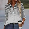 Women's T Shirts Shirt Blouse Floral Print Button Long Sleeve Casual Basic Collar Regular Top Fall Temperament Pattern