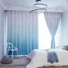 Curtain Double Hollow Star Shade Insulation Bedroom Balcony Romantic Princess Style Color Gradient Gauze