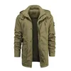 Men's Trench Coats Autumn Winter Cotton Business Casual Fashion Fleece Warm Solid Color Hooded Loose Handsome Mid-Length Windbreaker