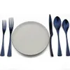 5шт Установите синюю столовую прибору из нержавеющей стали, посуда, посуда, стейк, фор, выплав