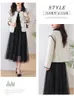 Damesjassen Vintage wollen Koreaanse elegante tweed Coats Autunn o nek slanke casual kantoor dame dame single breasted hit kleur bovenkleding