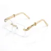 Mentilles Buffalo Horn Lunettes de soleil pour femmes Brown Brown Red Lens Gold Metal White Wood Cames en bois de Rimless Eyeglass Lunet323d