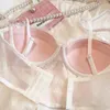 Seulement un soutien-gorge SXL ABC Cup Pink Adminable Push Up Up Up Souswear Coton Lace Dot Dot Lingerie Vest Femmes Sexy 231222