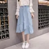 Abiti Yocalor 2022 Donne in stile preppy Denim Midcalf gonne alta vita Faldas Larga Women Button Jean School Skirt Streetwear Autumn