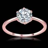 Classic Six Claw Rose Gold Color Color Ring Afustria Crystal Wedding Ring para Bridal Christmas Gift for Women Jewelry Engagement Ring262V