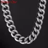 Granny Chic High Quality 316L rostfritt stålhalsband armband Curb Cuban Link Silver Color Mens Chain 17mm breda smycken 7-40quo296p