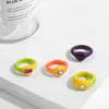 Pierścienie klastra Streszczenie kolorowy zestaw dla kobiet dziewczęta retro cukierki kolor kryształowa akrylowa żywica Chunky Kobieta letnia biżuteria