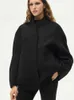 Miscele di lana da donna RR2311 Bombardieri di lana Bombers oversize con top coat a maniche lunghe solide a bottone casual inverno sciolto warf woman traf giacche T231223