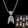 Mode 26 letters diamant hanger ketting mannen dames hiphop vol kristal kroon ijs uit zware ketting 3 mm 24inch257b