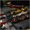 Inne 9 BBQ Narzędzia akcesoria grillowanie koszyk przenośny ze stali nierdzewnej nietrudne wielokrotne użycie trwałe antykorozowe drewniane uchwyt grill dhequ