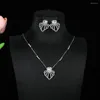 Halsbandörhängen Set Luxury Heart Hollow Out Ginkgo Leaf Pendant Earring For Women Wedding Full Cubic Zircon Dubai Jewelry A0253