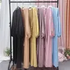 Vêtements ethniques mode satin ouvert abaya robe musulmane dubai islam femmes kimono cardigan robe middle-orient arabe abayas eid mubarak jalabiya