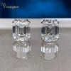 Vinregem 100% 925 STERLING Silver Emerald Cut G Créé des diamants Moisanite Moucles d'oreilles Gemles de pierre d'oreille Fine Bijoux entier 210284J