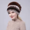 Chapeaux de fourrure pour femmes hiver réel rex rabbit chapeau renard tunting femelle femelle caps de neige dames élégant princesse bonnet cap 230920