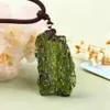 A Natural Moldavite green aerolites crystal stone pendant energy - lot rope Unique Necklace LJ201016217H