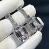 Luxe Emerald Cut 3ct Lab Diamond Dange Earring Real 925 Sterling Silver Jewelry Party Wedding Drop Earrings For Women Bridal191s