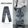 Men's Jeans Jeans Trousers Men's Brand Clothing Cartoon Anime Print Harajuku Men Pants Casual Fashion Graffiti Loose Streetwear Ropa Hombre J231222
