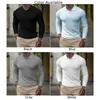 Camisetas masculinas no pescoço de lapela atlética Tops de manga longa com botões Slim Fit Muscle Tee Tamanho M 2xl Várias cores disponíveis