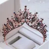 Kmvexo barok różowy złoto czarny kryształowy tiara norkowata diadem diadem koronę na panny młode akcesoria do włosów ślubnych y223z