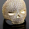Iced Out Skull Ring Mens Silver Gold Ring عالية الجودة الكاملة من الهيب هوب خواتم المجوهرات 2377