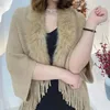 Scarves Women Shawl Luxury Elegant Knitted Tassel Wraps Knitting Thick Women's Loose With Faux Fur For Evening Dresses Wedding