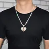 Trendy rood gebroken hart hangers hiphop statement ketting met volledige steentjes gouden zilveren ketting voor mannen vrouwen 2 kleuren 1 pc3073