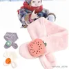 Scarves Wraps Winter Cute Baby Girls Coral Velvet Scarf Boy Toddler Kids Muffler Artificial Rabbit Fur Cross Type Fleece Scarves New Year Gift